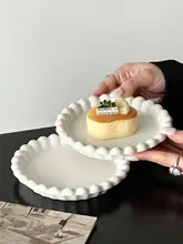 高級感のある陶製プレート【パールエッジ・フランス風・スイーツ＆デザート用】