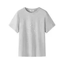 Tシャツ レディース 半袖 刺繍 ストレートショルダー ライトグレー 着痩せ 若々しい 韓流 着回し 肌触り良好 夏 トップス 「XinmonLee」