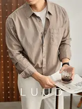 カジュアルシャツ メンズ 長袖 コットン100% 無地 シンプル きれいめ 上品 秋物 「LUUD」
