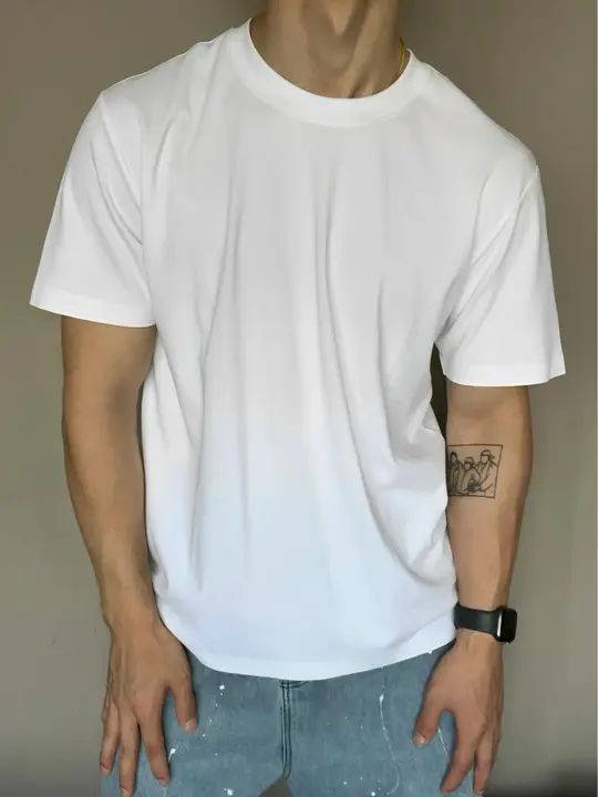 男性用 UPF50+ 涼感速乾Tシャツ【小襟・クリーンフィット・無地・ゆったり・カジュアル・短袖】