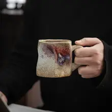 ヴィンテージ手作り陶器のアメリカンラテカップ【家庭用・創造的デザイン・手淹れ用マグカップ】