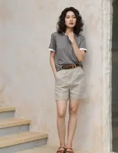 CMORE 夏用 コットン混合 短袖Tシャツ【ラウンドネック・重ね着風・ゆったりシルエット】