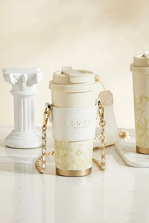 CAROTE 陶器コーティングの保温カップ【高品質・ストロー付き・ギフトに最適】