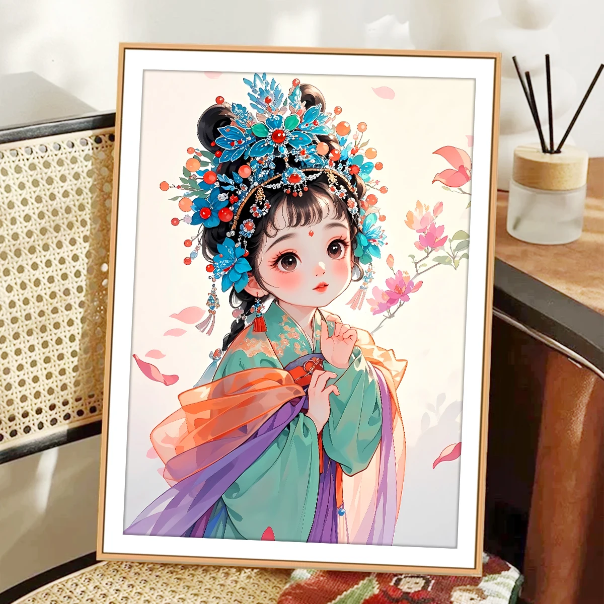 古風美人のクロスステッチ作品：シンプルな手工芸でリビングや寝室を彩る
