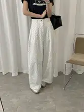 高級感漂う白いドット柄バルーンパンツ【夏用・ハイウエスト・レディース・ワイド丈】