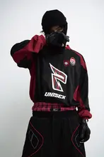 スポーツ風バイカラー切替レーシング速乾長袖Tシャツ【ユニセックス・通気性・ゆったりシルエット】