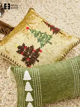 クリスマスツリーとジンジャーブレッドマンのデザインクッション【刺繍・ソファ用】
