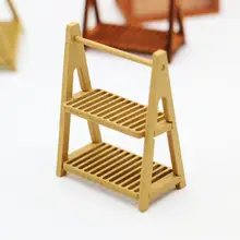 ミニチュア食玩ドールハウス用二段パンスタンド【木製・観葉植物置き・生活シーン用小物】