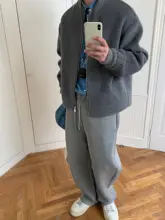 ユニセックス 秋冬用グレー ワイドレッグパンツ【カジュアルスタイル・フィット】