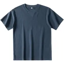 ヴィンテージ風 藏青色の極上の柔らかさ ワッフルTシャツ【短袖・ゆったりシルエット・カジュアル】