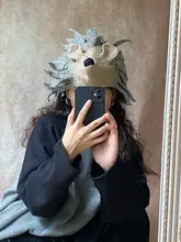 手作りネパールウールフェルト ハリネズミデザイン帽子【秋冬用・ユニーク・女性用】
