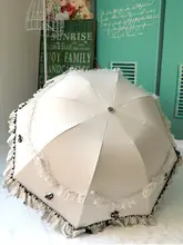 レースデザインの折りたたみUVカット傘【女性用・コンパクト・日傘兼雨傘】