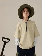 男の子用の春用長袖Tシャツ【柔らかさ抜群・着回ししやすい・重ね着風デザイン】（セットアップ対応）