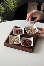 中華風陶器の干し果物皿【創意的デザイン・フルーツやお菓子用・分割型】