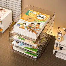 卓上書類収納ラック【多段式・A4用・アクリル製・オフィス向け】（セットアップ対応）