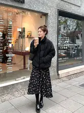 ショートデザインダウンジャケット【女性用・白鹅绒・ファー風パネル】