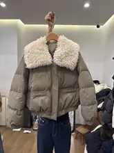 大毛皮付き白鹅绒ダウンジャケット【レディース・ゆったり・カジュアル・保温性】