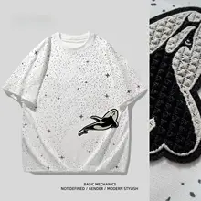 半袖Tシャツ メンズ カップル アートペイント ぼかし グラフィティ アメリカン風 ストリート 夏