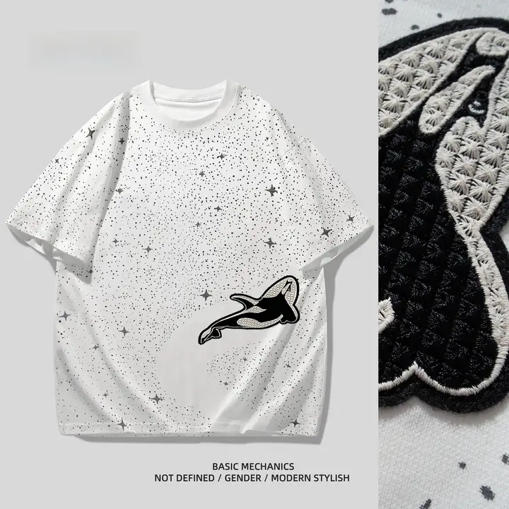 半袖Tシャツ メンズ カップル アートペイント ぼかし グラフィティ アメリカン風 ストリート 夏
