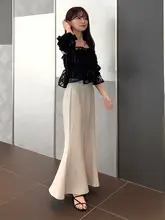 高腰フィッシュテールスカート【伸縮性・シンプルデザイン・後ろスリット】（セットアップ対応）