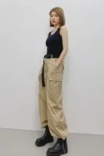 夏用 薄手ハイウエスト レディースストレートワイドパンツ【カジュアル・アメリカンスタイル・ビンテージ】
