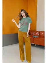 リゾート風デザインのショートTシャツ【ココヤシプリント・上質なカジュアル・ラウンドネック・短袖】