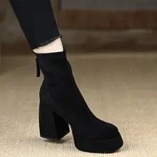 防水ヒールブーツ【ブラック・ショート・ジッパーデザイン・極上の柔らかさ】