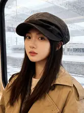 麂皮绒 ベレー帽【八角型・イギリス風・レトロスタイル・フリーサイズ】