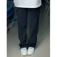 高身長向けのロング丈ブラックストレートデニムパンツ【ハイウエスト・スリムフィ ット】（セットアップ対応）