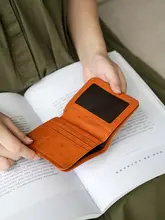 本革薄型レディーススモールウォレットトップレイヤー植物タンニンなめし牛革