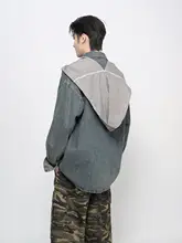 ヴィンテージ風刺繍チェックデザインのデニムシャツ【メンズ・ルーズフィット・カジュアル】