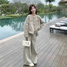 デザイン性の高いデニムジャケット【カジュアル・春用・フィット・ワイドパンツ】（セットアップ対応）