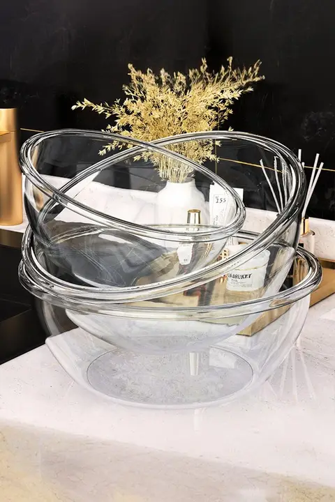 厚手透明プラスチック洗面器【多用途・学生寮用・深型】