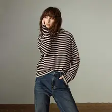 レトロデザインのバイカラーセーター【ラウンドネック・フィット・ドロップショルダー】