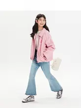 可愛いプリンセス風の女児用開襟カーディガン【秋用・ピンク】（セットアップ対応）