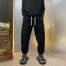 メンズ フィットハルンパンツ【秋冬用・ブラック・ルーズスタイル・束脚デザイン】