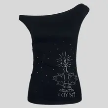 斜め肩デザインのストレッチTシャツ【フィット感・短袖・ブラック】