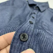 長袖シャツ メンズ コットン100% ヘリンボーン柄 ウォッシュ加工 ヴィンテージ ルーズ 大きいサイズ