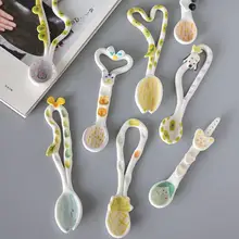 陶器 コーヒースプーン 手作り 創造的 可愛らしい 混ぜるスプーン 長い柄 デザートスプーン