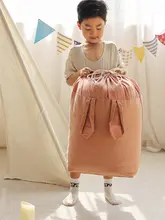 コットンリネン製の子供用収納袋【おもちゃ・衣類用・大容量・防塵】（セットアップ対応）