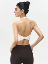 DCW 背中リボンデザインのタンクトップ【女性用・フィットネスウェア・ヨガ・ランニング対応】