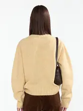 高級感あるブルーウールニット女性用【秋冬・ゆったり・小柄向け】