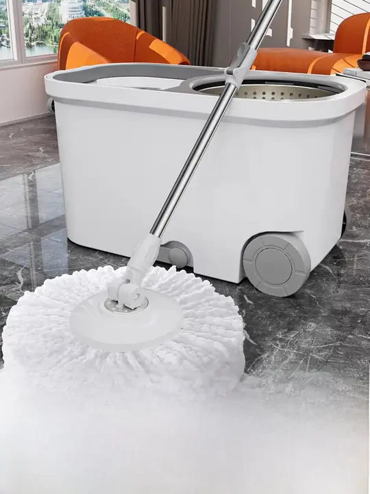 回転モップ 家庭用 自動脱水 手洗い不要 ステンレス製 厚手 単桶