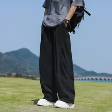 メンズ 春夏用 コットン製 水洗い パンツ【ワイドレッグ・ストレート・カジュアル】