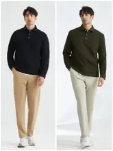 JSSD HOMME SUPIMAコットン春用ビジネスカジュアル長袖ポロシャツ
