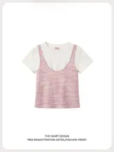 ピンクストライプのTシャツ【ラウンドネック・ショートスリーブ・シンプルデザイン・スリムフィット】（セットアップ対応）