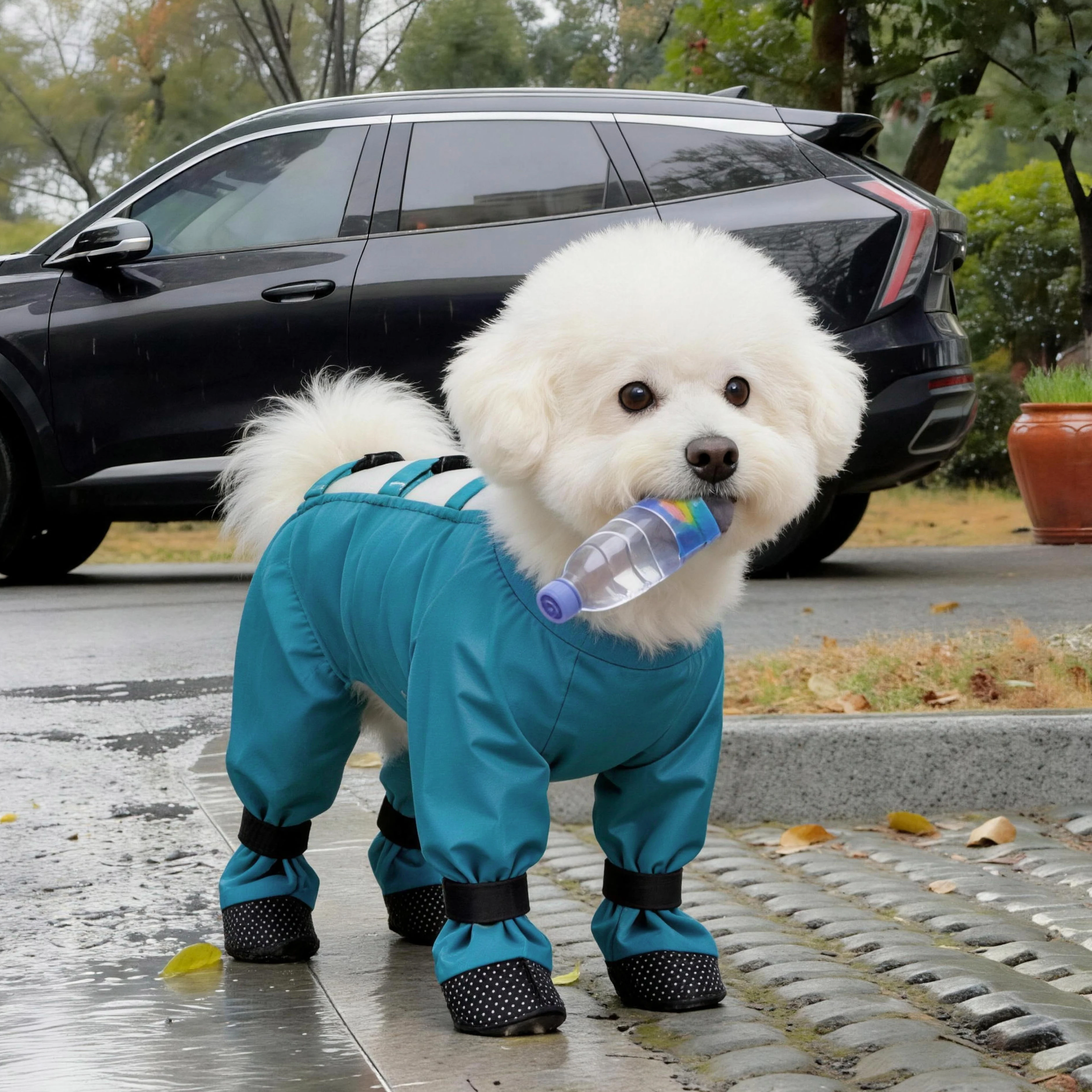 中小型犬用防水ペットウェア：散歩時の汚れ防止と四足タイプの実用性