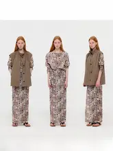 2点セット レディース ラップブラウス スカート ぼかしプリント 抜け感 秋 「CHACHA」