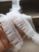 極上の柔らかさのレースフリル付きチュール布【幅広・DIY用・帽子や衣服の装飾に最適】