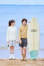 子供用紫外線対策服【夏用・柔らかい薄手・ミントグリーン・男女兼用】（セットアップ対応）